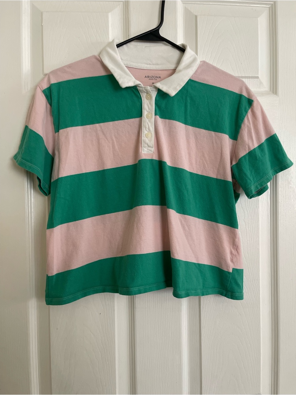 Arizona Jean Company Pink & Green Striped Polo